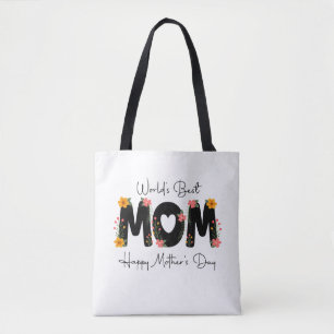 Bolsa Tote Mundo Simples Melhor Mãe do Dia das Mães Caligrafi