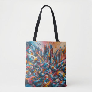 Bolsa Tote mural de grafite arte urbana abstrata paisagem urb