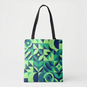 Bolsa Tote Mural geométrico: design de colheita moderna.