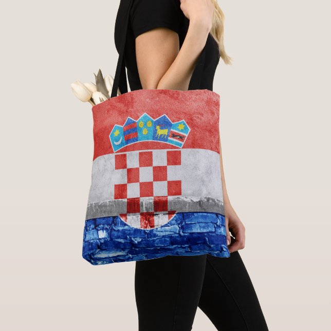Bolsa Tote Muro de bandeira da Croácia (Close Up)