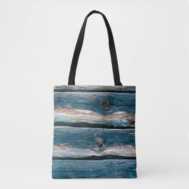 Bolsa Tote Muro de madeira azul. ABSTRATO e (Frente)