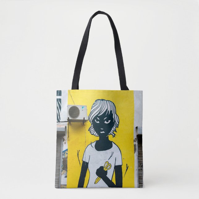 Bolsa Tote Muros de Ruas de Pintura de Rapariga Raios (Frente)