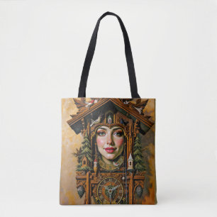 Bolsa Tote “Musa Atemporal” – Um Retrato de Relógio Cuco