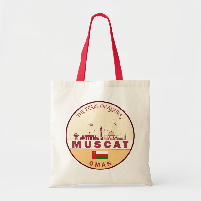 Bolsa Tote Muscat Oman City Skyline Emblem (Frente)