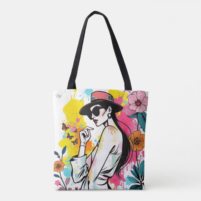 Bolsa Tote Muse in Bloom: Dual-Sided Graffiti Art Riso (Verso)