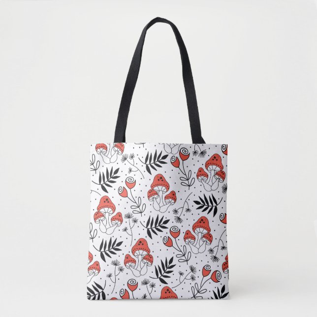 Bolsa Tote Mushroom Fungi: Arte na Linha da Natureza (Frente)