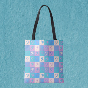 Bolsa Tote Music Bass Clef Pastel Padrão