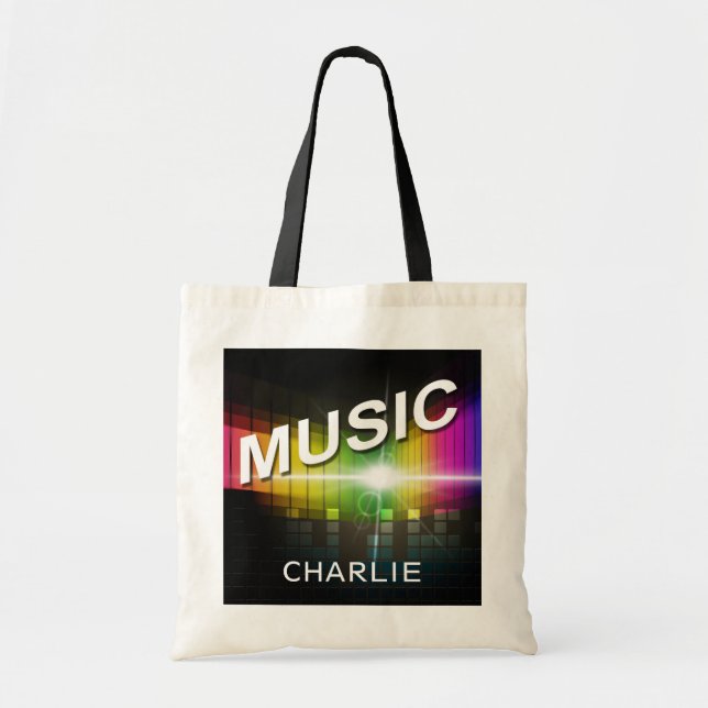 Bolsa Tote Music Illustration nome personalizado sacos de tot (Frente)