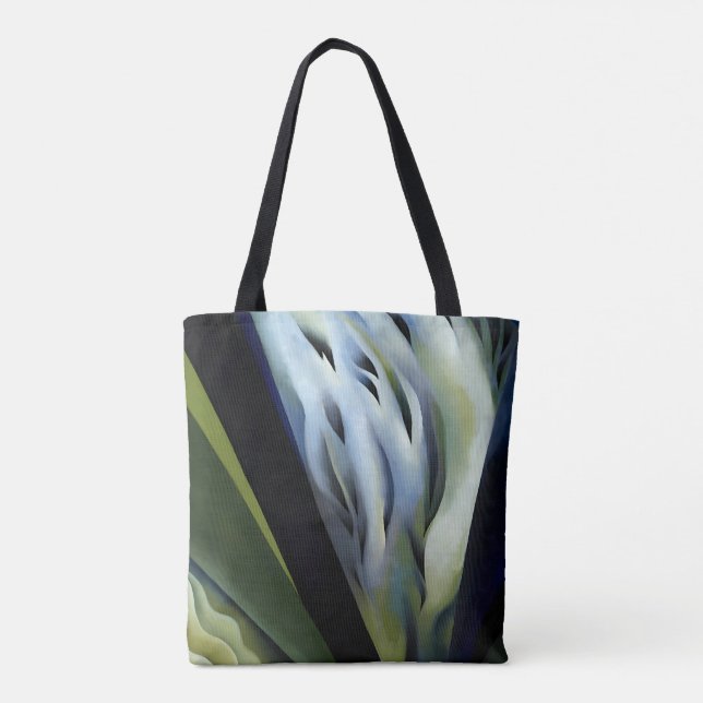 Bolsa Tote Música azul e verde de Georgia O'Keeffe (Verso)