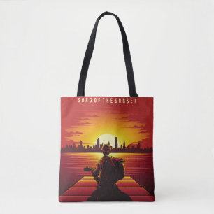 Bolsa Tote Música da ilustração do pôr do sol,sozinho,garoto,