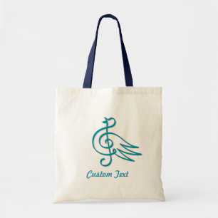 Bolsa Tote Música de pássaro azul grande saco