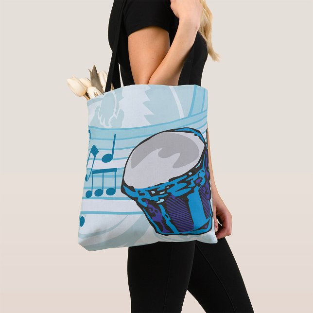 Bolsa Tote Música de tambor Blue Bongo (Criador carregado)