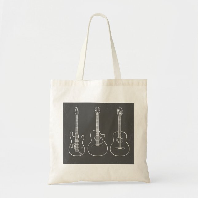 Bolsa Tote Música de trio de guitarra retro grunge (Frente)