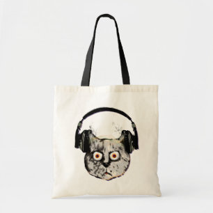 Bolsa Tote música dj cat com fone de ouvido