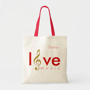 Bolsa Tote música do amor. clef de triplo personalizado