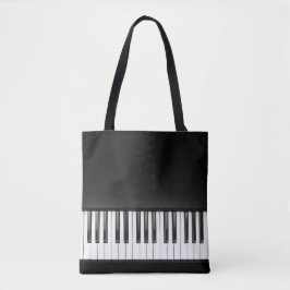 Bolsa Tote Música do piano preto e branco