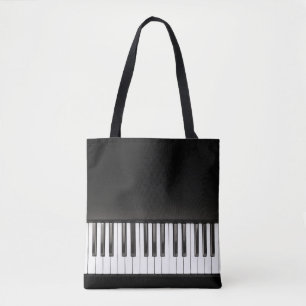 Bolsa Tote Música do piano preto e branco