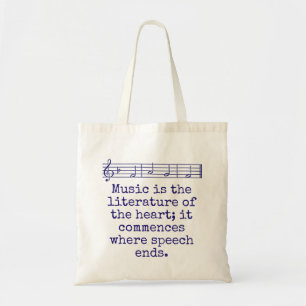 Bolsa Tote Música É A Literatura Da Arte - Citação Musical