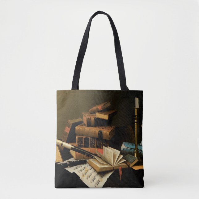 Bolsa Tote Música e Letras por William Harnett, Belas Artes (Frente)