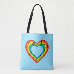 Bolsa Tote Música é Saco Coração Arco-íris do Amor