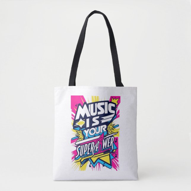 Bolsa Tote Música É Sua Superpotência (Frente)