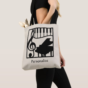 Bolsa Tote Música Elegante Teclado de Piano Chave de Sol Nota