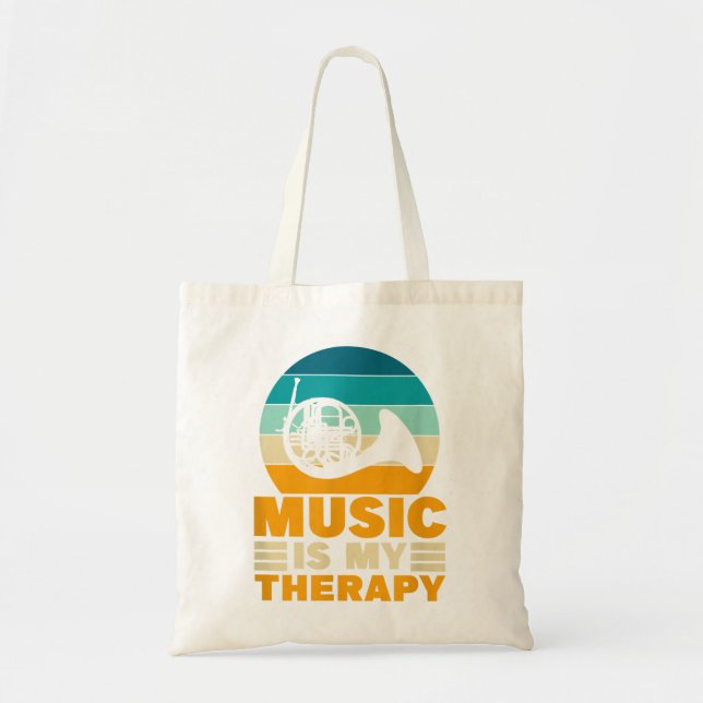 Bolsa Tote Música Francesa Horn É Minha Terapia Engraçada Mús (Frente)