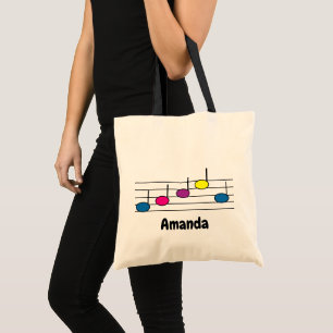 Bolsa Tote Música Notas Coloridas Girly Personalize