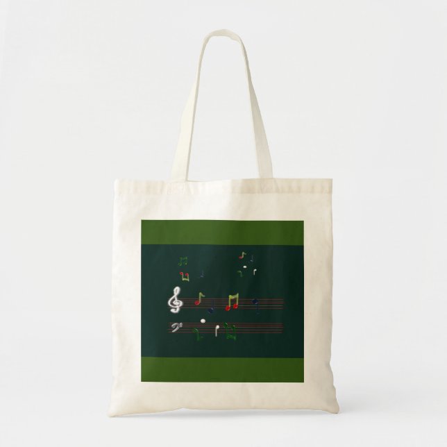 Bolsa Tote Música Notas de Tote Bag Verde (Frente)
