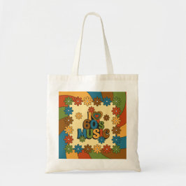 Bolsa Tote Música Retro Groovy dos Anos 60 para Amantes de Mú