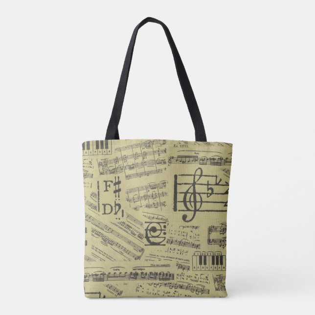Bolsa Tote Música tema toalha de som nota de piano (Verso)