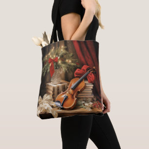 Bolsa Tote Música Violina de Natal