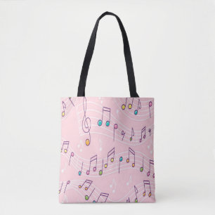 Bolsa Tote musical branco cor-de-rosa