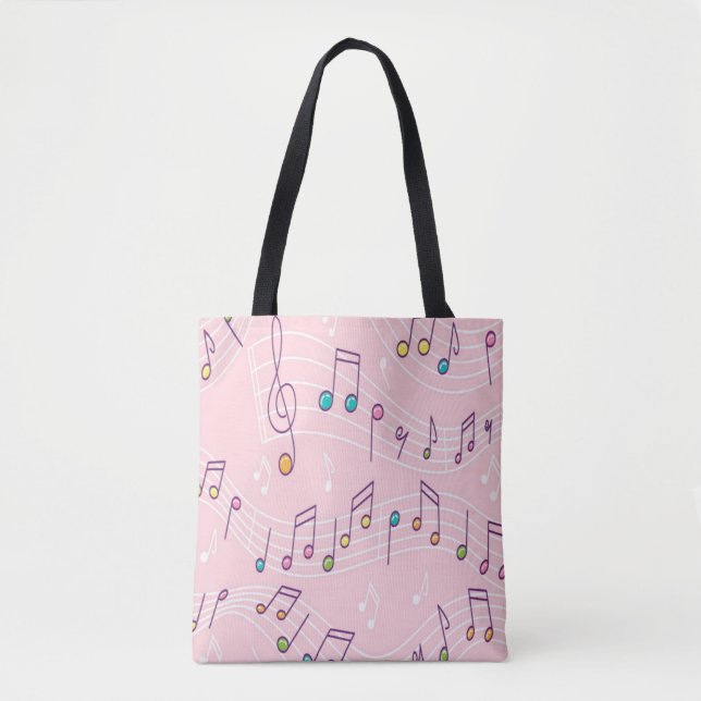 Bolsa Tote musical branco cor-de-rosa (Frente)