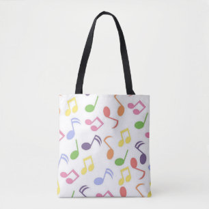 Bolsa Tote musical de notas de música colorida