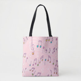 Bolsa Tote Musical musical colorido cor-de-rosa