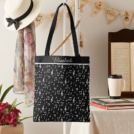 Bolsa Tote Musical personalizado preto e branco