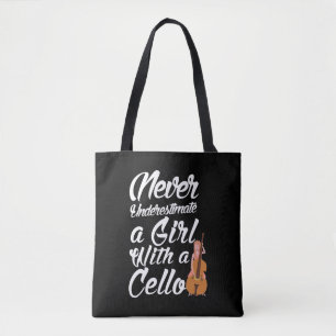 Bolsa Tote Músico sobre tórax da Garota Cello Player