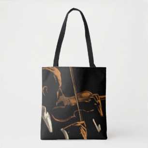 Bolsa Tote Músico Vintage, Violinista Tocando Música de Violi