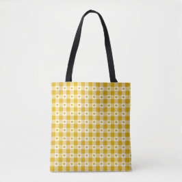 Bolsa Tote Mustard Yellow Heart Plaid Gingham Retro Color