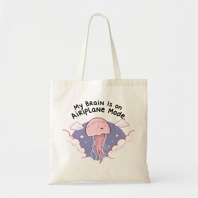 Bolsa Tote My Brain Airplane Mode Funny Jellyfish Brain Fog  (Frente)