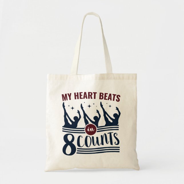 Bolsa Tote My Heart Beats In 8 Counts Synchronized Swimming (Frente)