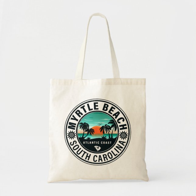 Bolsa Tote Myrtle Beach South Carolina Retro Sunset Souvenirs (Frente)