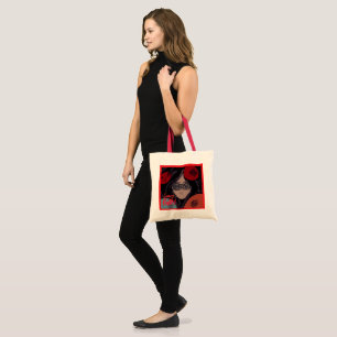 Bolsa Tote Mysterious Red Portrait Tote Bag   Gothic Pop Art 