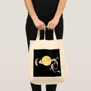 Bolsa Tote Mystic Koi & Lua Dourada – Zen Japonês Elegante