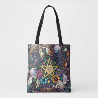 Bolsa Tote Mystical Celestial Dreamer Design Pentagram Witchy
