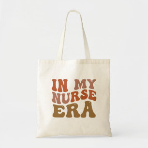Bolsa Tote Na Era da Minha Enfermagem Tipografia Retro Ondula