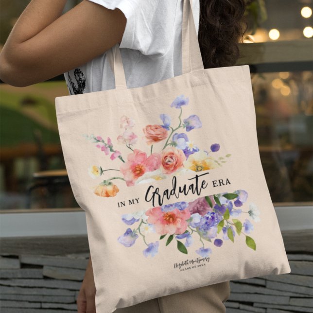 Bolsa Tote Na Era Do Meu Formando | Monograma Floral (Criador carregado)