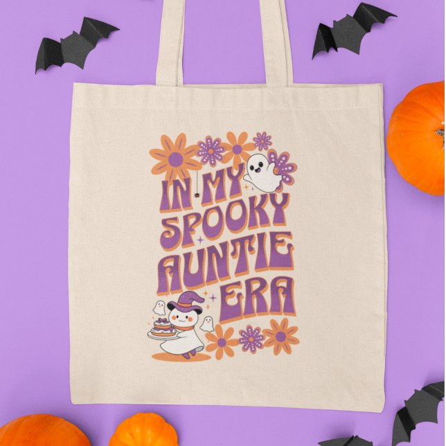 Bolsa Tote Na minha tia Spooky Era Retro Halloween (Criador carregado)