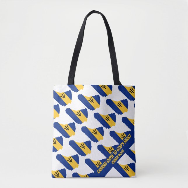 Bolsa Tote Na moda BARBADOS FLAG O Coração de Deus Isaiah 40 (Frente)